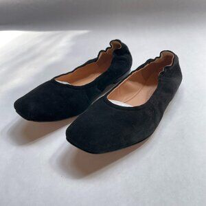 J. Crew | Size 6 | Ballet Flat | Suede | Kid Suede Soft Scrunch Ballet | Black